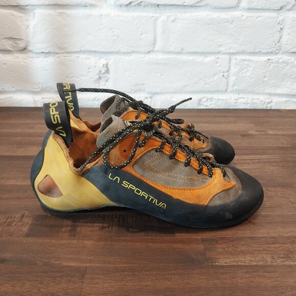 La Sportiva Climbing Shoes Mens 8.5 EU 41 Orange Yellow Black Suede Vibram Sedge main image 7